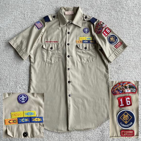 🔥VTG USA BSA Boy Scouts Of America Official Uniform  Shirt Cubmaster Trained - Picture 1 of 15